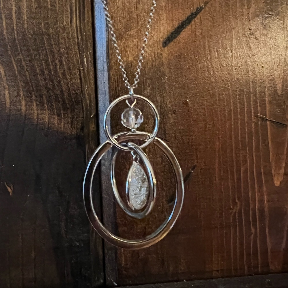 Long silver necklace